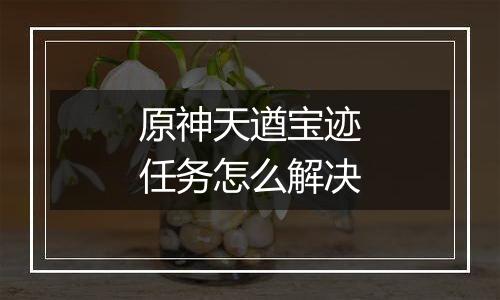 原神天遒宝迹任务怎么解决