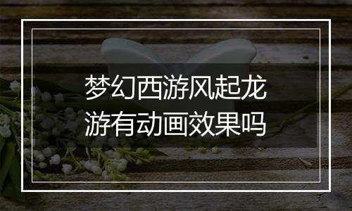 梦幻西游风起龙游有动画效果吗
