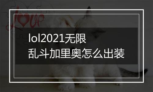 lol2021无限乱斗加里奥怎么出装