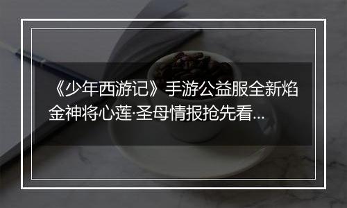 《少年西游记》手游公益服全新焰金神将心莲·圣母情报抢先看！