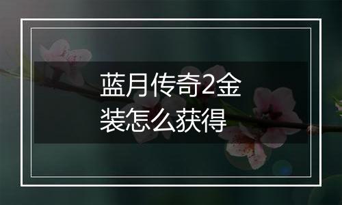 蓝月传奇2金装怎么获得