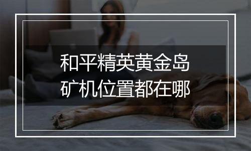 和平精英黄金岛矿机位置都在哪