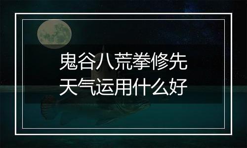 鬼谷八荒拳修先天气运用什么好