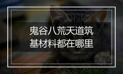 鬼谷八荒天道筑基材料都在哪里