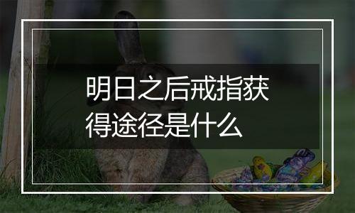 明日之后戒指获得途径是什么