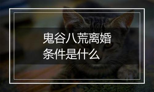 鬼谷八荒离婚条件是什么