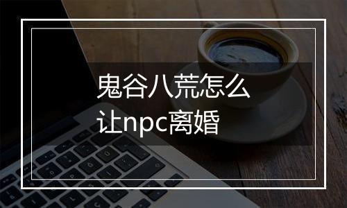 鬼谷八荒怎么让npc离婚