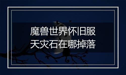 魔兽世界怀旧服天灾石在哪掉落