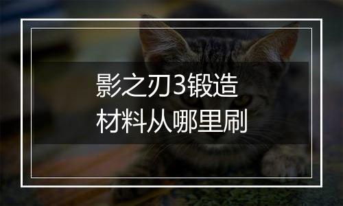 影之刃3锻造材料从哪里刷