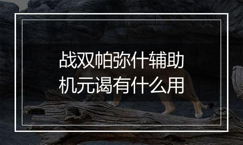 战双帕弥什辅助机元谒有什么用