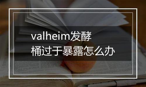 valheim发酵桶过于暴露怎么办