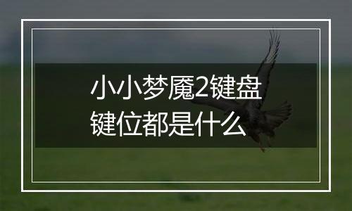 小小梦魇2键盘键位都是什么