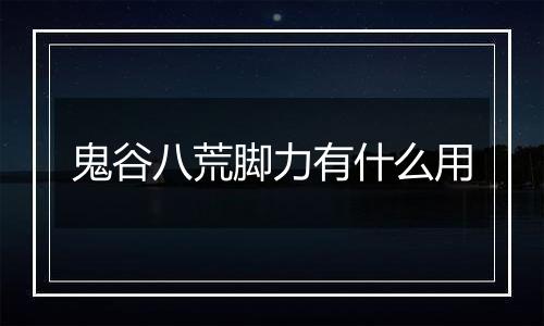 鬼谷八荒脚力有什么用