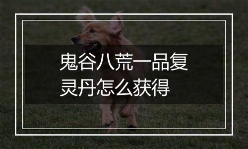 鬼谷八荒一品复灵丹怎么获得
