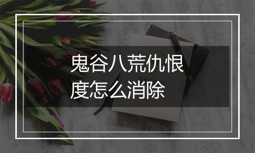 鬼谷八荒仇恨度怎么消除