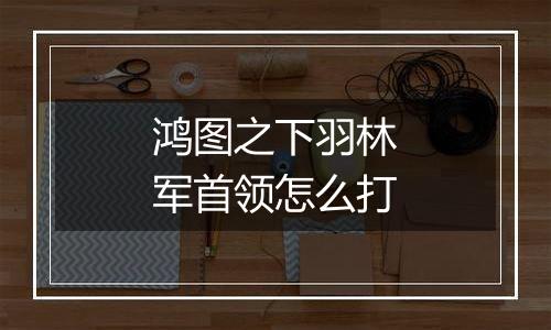 鸿图之下羽林军首领怎么打