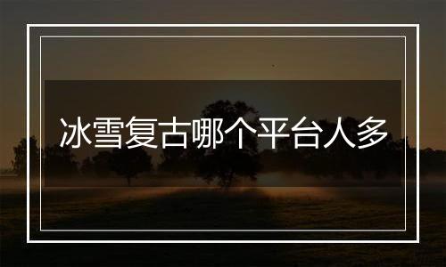 冰雪复古哪个平台人多