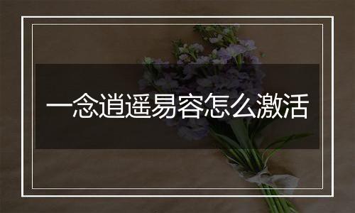 一念逍遥易容怎么激活