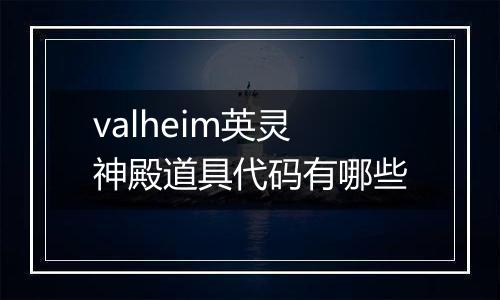 valheim英灵神殿道具代码有哪些