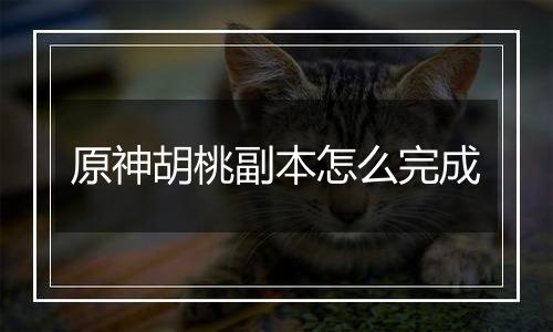 原神胡桃副本怎么完成