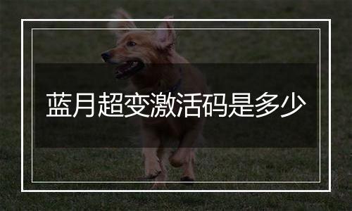蓝月超变激活码是多少