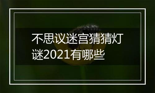 不思议迷宫猜猜灯谜2021有哪些