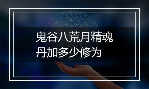 鬼谷八荒月精魂丹加多少修为
