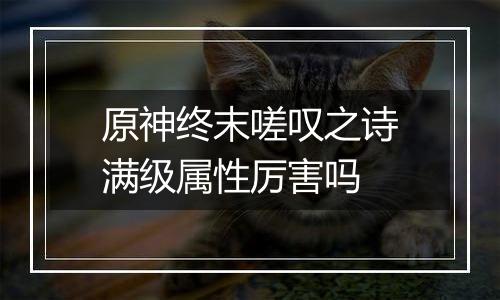 原神终末嗟叹之诗满级属性厉害吗