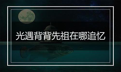 光遇背背先祖在哪追忆