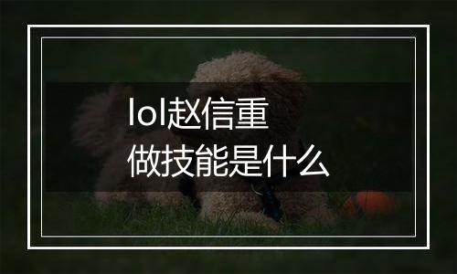 lol赵信重做技能是什么