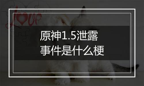 原神1.5泄露事件是什么梗