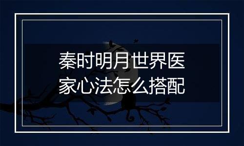 秦时明月世界医家心法怎么搭配