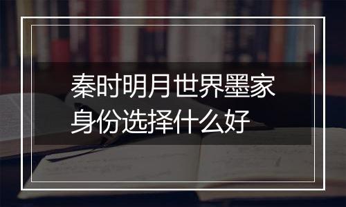 秦时明月世界墨家身份选择什么好