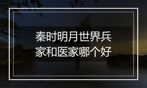 秦时明月世界兵家和医家哪个好