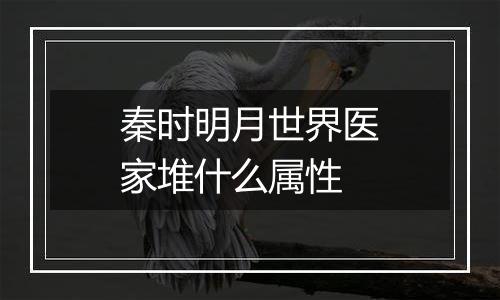 秦时明月世界医家堆什么属性