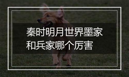 秦时明月世界墨家和兵家哪个厉害