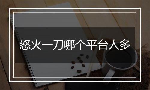 怒火一刀哪个平台人多