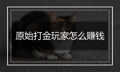 原始打金玩家怎么赚钱