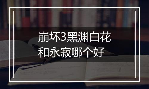 崩坏3黑渊白花和永寂哪个好