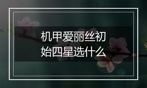 机甲爱丽丝初始四星选什么