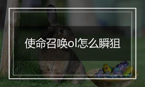 使命召唤ol怎么瞬狙