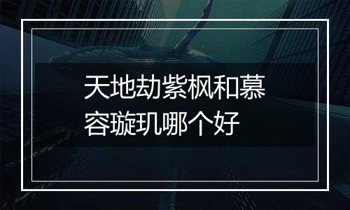天地劫紫枫和慕容璇玑哪个好
