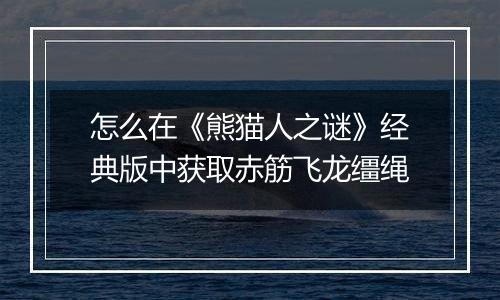 怎么在《熊猫人之谜》经典版中获取赤筋飞龙缰绳