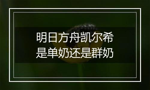 明日方舟凯尔希是单奶还是群奶