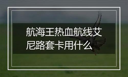 航海王热血航线艾尼路套卡用什么