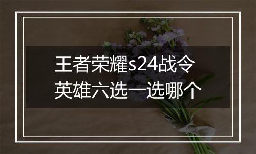 王者荣耀s24战令英雄六选一选哪个