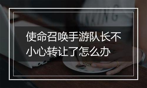 使命召唤手游队长不小心转让了怎么办