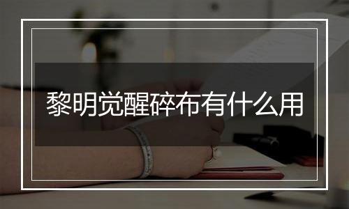 黎明觉醒碎布有什么用