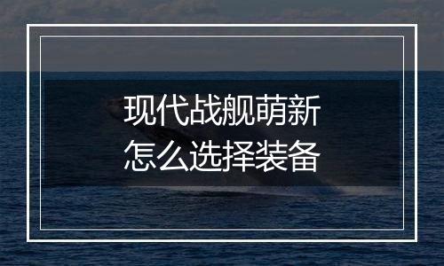 现代战舰萌新怎么选择装备