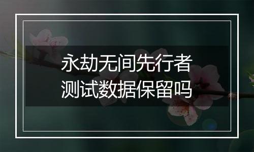 永劫无间先行者测试数据保留吗